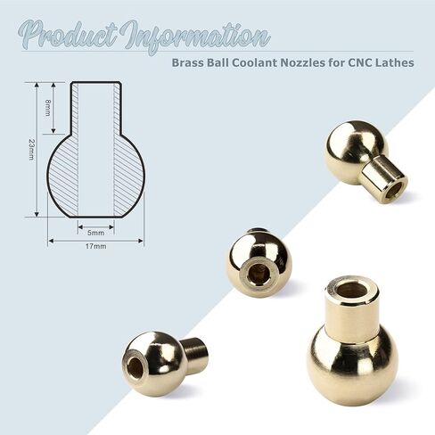 10PCS 17MM 5 Brass Ball Cnc Nozzle, Straight Hole Coolant Nozzle for Jewelry Lathes Screw Lock, High-Pressure Cutting Oil Cooling Nozzle for Jewelry Carving Milling Machines Machine Tools in Saudi Arabia