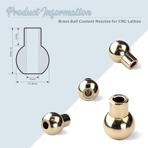 10PCS 17MM 5 Brass Ball Cnc Nozzle, Straight Hole Coolant Nozzle for Jewelry Lathes Screw Lock, High-Pressure Cutting Oil Cooling Nozzle for Jewelry Carving Milling Machines Machine Tools in Saudi Arabia