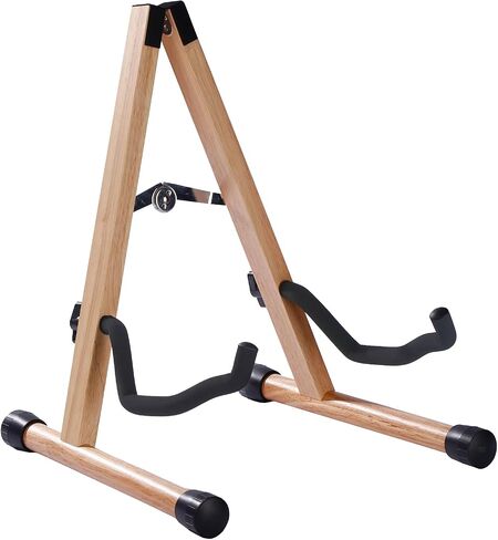 Guitar Stand, A Frame Folding Guitar Holder Adjustable Display Stand, Safe Non-Slip Portable Universal Stringed Instrument Stand with Bass, Banjo, Cello, Ukulele (A Type- Brown) in Kuwait