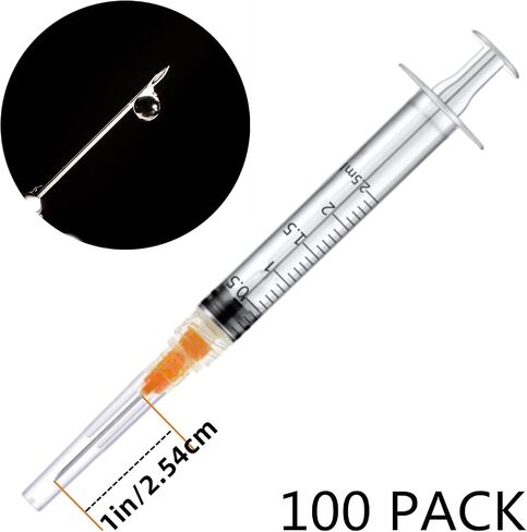 20 Pack 2.5ml Plastic Disposable Lab Utensils with 25Ga 1 Inch, Individually Packaged in Kuwait