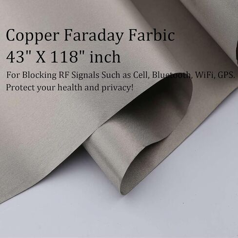 Faraday Fabric — Military Grade Conductive Material Shields RF Signals (WiFi, Cell, Bluetooth, GPS, Radiation), DIY Wireless Shield Fabric (43inchx118inch in) in Saudi Arabia
