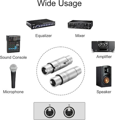 CableCreation [5-Pair XLR Female to Female & XLR Male to Male 3PIN Adapter Connector Compatible Microphone,Mixer,Silver in Kuwait