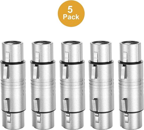 CableCreation [5-Pair XLR Female to Female & XLR Male to Male 3PIN Adapter Connector Compatible Microphone,Mixer,Silver in Kuwait