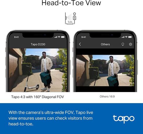Tapo TP-Link Smart Video Doorbell Camera Wired, 2K 5MP, Color Night Vision, 180° Ultra-Wide FOV, 2-Way Audio, Free AI Detection, Cloud & SD Card Storage, Works w/Alexa & Google Home, D130 in Saudi Arabia