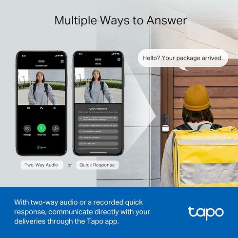 Tapo TP-Link Smart Video Doorbell Camera Wired, 2K 5MP, Color Night Vision, 180° Ultra-Wide FOV, 2-Way Audio, Free AI Detection, Cloud & SD Card Storage, Works w/Alexa & Google Home, D130 in Saudi Arabia