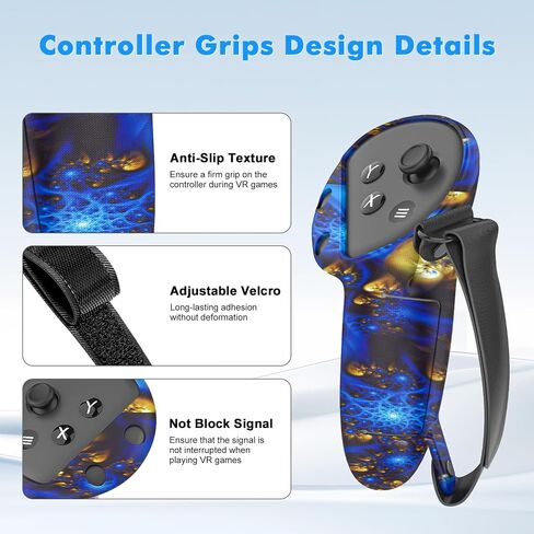 Tyasoleil VR Silicone Case for Meta Quest 3, Design Upgraded Accessories for Oculus Quest 3, Face Cover, Controller Grips, Shell Cover, Lens Cover, Disposable Eye Cover (Aurora Blue) in Kuwait