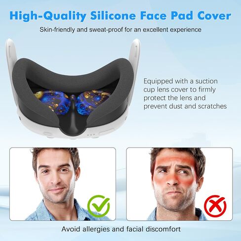 Tyasoleil VR Silicone Case for Meta Quest 3, Design Upgraded Accessories for Oculus Quest 3, Face Cover, Controller Grips, Shell Cover, Lens Cover, Disposable Eye Cover (Aurora Blue) in Kuwait