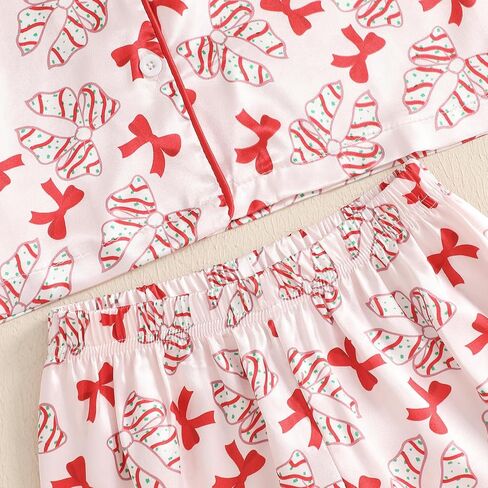 Toddler Baby Girl Satin Pajamas Set Fuzzy Trim Button Down Sleep Shirt Top Pants Bottoms Sleepwear Loungewear Set (X Red, 18-24 Months) in Saudi Arabia