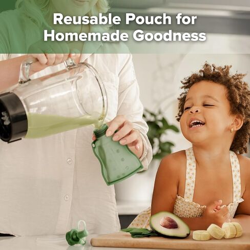 haakaa Silicone Yummy Pouch, Reusable Squeeze Baby Food Pouch Refillable, Soft Reusable Food Pouch for Baby Purees, Portable Food Storage Bag Pocket Great for Soft Foods and Liquids, 4oz, 1 Pack,6m+ in Saudi Arabia