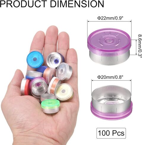uxcell 20mm Flip Off Caps, 100PCS Burr-Free Flip Off Top Caps Seals Flip Off Aluminum Plastic Vial Flip Off Seals Caps Cover for Glass Vial Freeze-Dried Bottles, Pink/Silver in Saudi Arabia