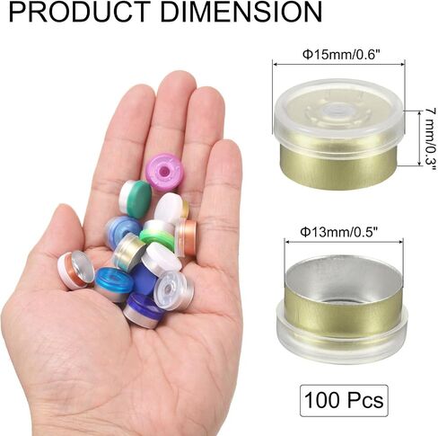 uxcell 20mm Flip Off Caps, 100PCS Burr-Free Flip Off Top Caps Seals Flip Off Aluminum Plastic Vial Flip Off Seals Caps Cover for Glass Vial Freeze-Dried Bottles, Pink/Silver in Saudi Arabia