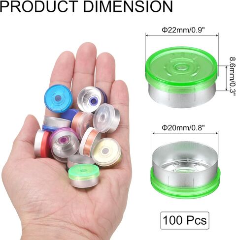 uxcell 20mm Flip Off Caps, 100PCS Burr-Free Flip Off Top Caps Seals Flip Off Aluminum Plastic Vial Flip Off Seals Caps Cover for Glass Vial Freeze-Dried Bottles, Pink/Silver in Saudi Arabia