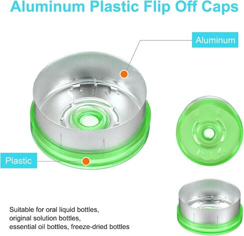 uxcell 20mm Flip Off Caps, 100PCS Burr-Free Flip Off Top Caps Seals Flip Off Aluminum Plastic Vial Flip Off Seals Caps Cover for Glass Vial Freeze-Dried Bottles, Pink/Silver in Saudi Arabia