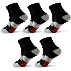 Mens Athletic Socks Compression Cushioned Crew basketball Socks 5 Pairs With Arch Support Sports Socks 6-12