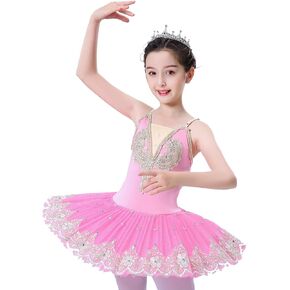 Girl's Camisole Skirted Leotard Ballet Lace Sequin Tutu Swan Costumes Competition Skirt Dress