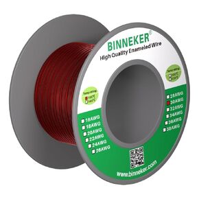 BINNEKER 30 AWG Magnet Wire - Enameled Copper Wire - Enameled Magnet Winding Wire - 4 oz - 0.0098" Diameter 1 Spool Coil Red Temperature Rating 155℃