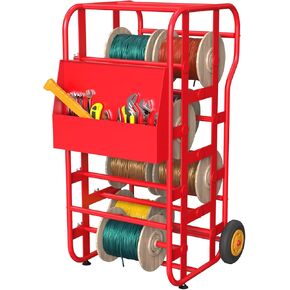 Wire Spool Holder, Multi-Spool Electrical Wire Rack Dispenser with Wheels, Wire Spool Rack with Storage Tray, Cable Dispenser for Wiring Storage and Electrical Industrial