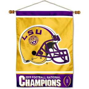 College Flags & Banners Co. Louisiana State LSU Tigers National 2019 Football Champions Banner with Hanging Pole