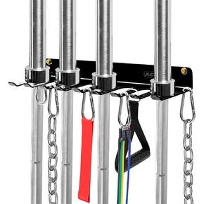 Wall-Mounted Gym Organizer, Barbell Holder Wall Mount, Resistance Band Storage Rack, Home Gym Accessories Holder