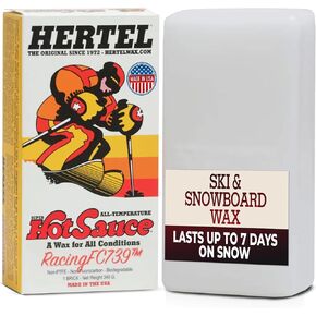 شمع التزلج - Hertel Wax Racing FC739 شمع التزلج والتزلج على الجليد لجميع درجات الحرارة - فرك شمع التزلج أو كيه على الشمع لألواح التزلج على الجليد والزلاجات - صنع في الولايات المتحدة الأمريكية شمع ساخن على الجليد، لجميع الظروف الجوية (340 جم)