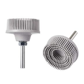 2 Pcs White Bristle Disc for Die Grinder with 1/4 Inch Round Shank Discs Abrasive Coating Removal Disc, 2 Inch 120 Grit Bristle Disc for Angle Grinder Abrasive Bristle Brush Disc