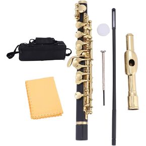AUNMAS Key of C Piccolo with Case, Joint Grease, Cleaning Stick, Polish Cloth and Screwdriver, Plated (Gold)