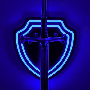 Sword Wall Mount, Wooden Neon Sign Swords Holder, Light Up Blade Mounts for Wall Hanger for Room Decor, Rapier Display Gifts for Sword Collectors Men Husband Boyfriend Army Veterans