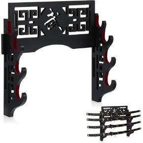 Barydat Katana Mount Sword Holder Stand Wall Mount Katana Samurai Sword Display Rack Hanger Gifts for Christmas Japanese Wakizashi Katana Samurai Sword Hobby Collection for Men(4 Tier)