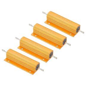 PATIKIL 100W 16 Ohm Aluminum Shell Resistor, 4 Pack Aluminum Housing Resistor Housed Case Wirewound Resistors Screw Tap Power Resistor 5% Tolerance, Golden