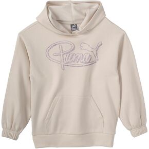 PUMA Girls' Oversized Hoodie, Fleece Lined, Logo Graphics