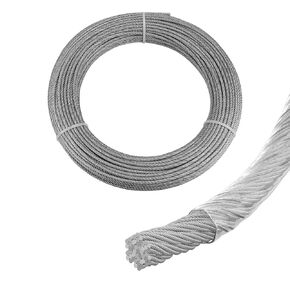 Muzata 150ft Vinyl Coated Wire Rope 3/32" Overmolded to 1/8" 304 Stainless Steel Aircraft Cable 7x7 Strand Outdoor Indoor Cable Wire for Clotheline String Lights Hanging DIY WR09
