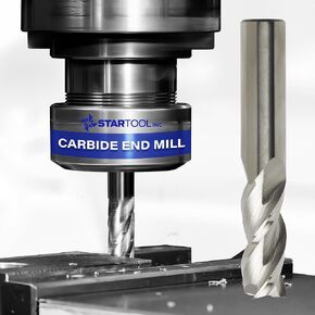 Carbide Square End Mill - Submicron Grain for Aluminum/Non-Ferrous Materials, 1/4" Diameter, 3 Flutes, 3" Overall Length, 0.750" Length of Cut, Uncoated - Made in USA - EM-1433750SQ