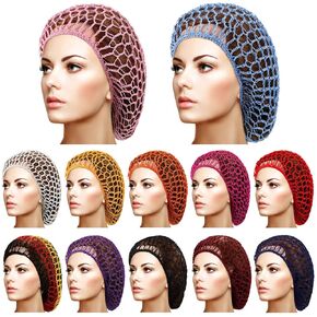 Hairband, 12 Pieces Mesh Hair Net Caps Rayon Head Bands for Sleeping, Crochet Hairnet, Hair Covers Ornament, Hair Accessories for Women (Black, 1 Count (Pack of 12))