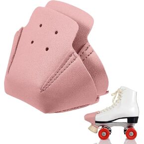 2 Pieces Roller Skate Toe Guards Artificial Leather Toe Guards Protectors for Quad Roller Skate (Pink,Solid Pattern)