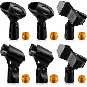 6 عبوات من حامل الميكروفون لحامل الميكروفون وحامل الميكروفون لحامل الميكروفون العالمي القابل للتعديل وحامل الميكروفونات المحمولة مع محول برغي أنثى 5/8 بوصة إلى 3/8 بوصة in Kuwait