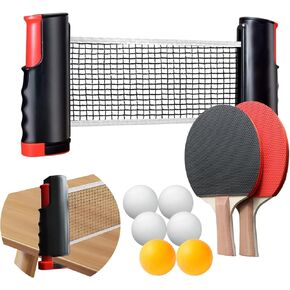 Ping Pong Paddles Set, Portable Table Tennis Paddles Set with Retractable Tennis Net, 2 Rackets, 6 Balls and Carry Bag for Indoor/Outdoor Games