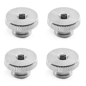 MroMax 4Pcs Knurled Thumb Nuts, M6x1mm Through Hole 304 Stainless Steel Knobs Fasteners Round Hand Screw Nuts for 3D Printer Parts, Silver Tone