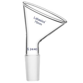 Glass Oblique Powder Funnel, Short Stem, Top Diameter with 24/40 Inner Joint, Chemical Resistant Filter Funnel for Laboratory Use, 2.95 inch