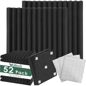 52 Pack Acoustic Panels 1 X 12 X 12 Inch Upgraded, Acoustic Foam Panels for Soundproofing, Noise Reduction, Soundproof Panels for Studios, Offices, and Home Theaters