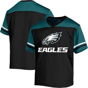 NFL Kids Youth 8-20 Officially Licensed Team Color V-Neck Wordmark Performance Primary Logo Jersey T-Shirt