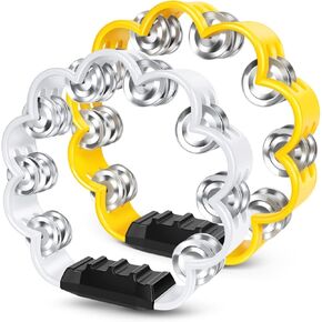 Flexzion Flower Tambourine - 8 Inch Handheld Percussion Instrument w/Metal Jingles & Ergonomic Grip - Small Tambourines for Adults, Kids, Church, Parties, & Musical Events (Black)