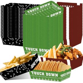 Superbowl Party Decorations 2025, 60 Pack Football Party Supplies Paper Food Trays Disposable Serving Tray Nacho Trays Food Boats for Football Birthday Superbowl Party Supplies