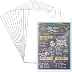 24 Pcs 11" x 17" Menu Cover, Rigid Print Protectors Double-Sided Clear Vinyl Menu Holder Heavy Duty Paper Sleeves Hard Plastic Poster Protector Sleeve for Page Sheet Photographs Document (24)