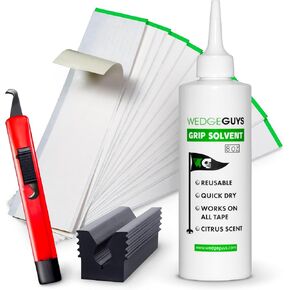 Wedge Guys Golf Grip Kits for Regripping Golf Clubs - Professional Quality - Options Include Hook Blade, 15 or 30 Tape Strips, 5 or 8 oz Solvent, Grip Tape Remover, Bench Vise & Rubber Clamp