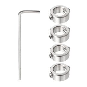 HARFINGTON 4pcs 12mm Drill Stop Collar Set Depth Stop, Adjustable Stainless Steel Drilling Limit Ring, Anodizing Surface Dowel Shaft Chuck Positioner with Hex Wrench, Silver