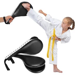 Taekwondo Kick Pads, Pack of 2 Professional TKD Kicking Targets Training Karate Boxing Practice Pad Kickboxing Striking Target Pads Martial Arts Training Equipment for Children and Adults(Black)
