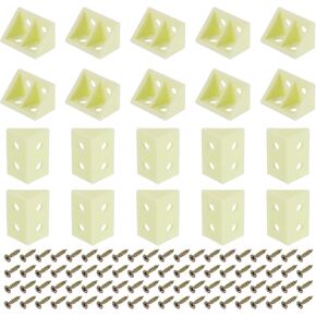 uxcell 20Pcs 90 Degree Plastic Corner Braces, 19x32x19mm Nylon Shelf Right Angle Brackets with Screws for Cabinets, Cupboards (Brown)