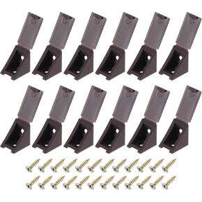 uxcell 100 Pcs 90 Degree Plastic Corner Braces, 20x17x20mm Shelf Right Angle Brackets with Screws for Cabinets Cupboards, Brown