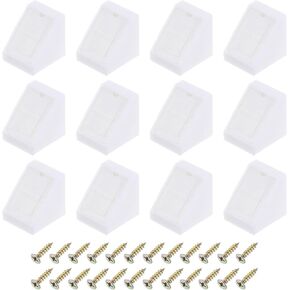 uxcell 100 Pcs 90 Degree Plastic Corner Braces, 20x18x20mm Shelf Right Angle Brackets with Screws for Cabinets Cupboards, White