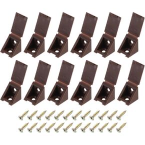 uxcell 30 Pcs 90 Degree Plastic Corner Braces, 21x23x21mm Shelf Right Angle Brackets with Screws for Cabinets Cupboards, Brown